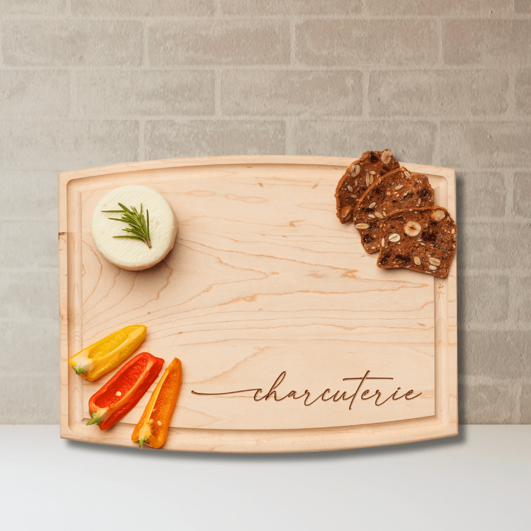 12 x 9” Arched Artisan Maple Board | Charcuterie Script - So & Sew Boutique