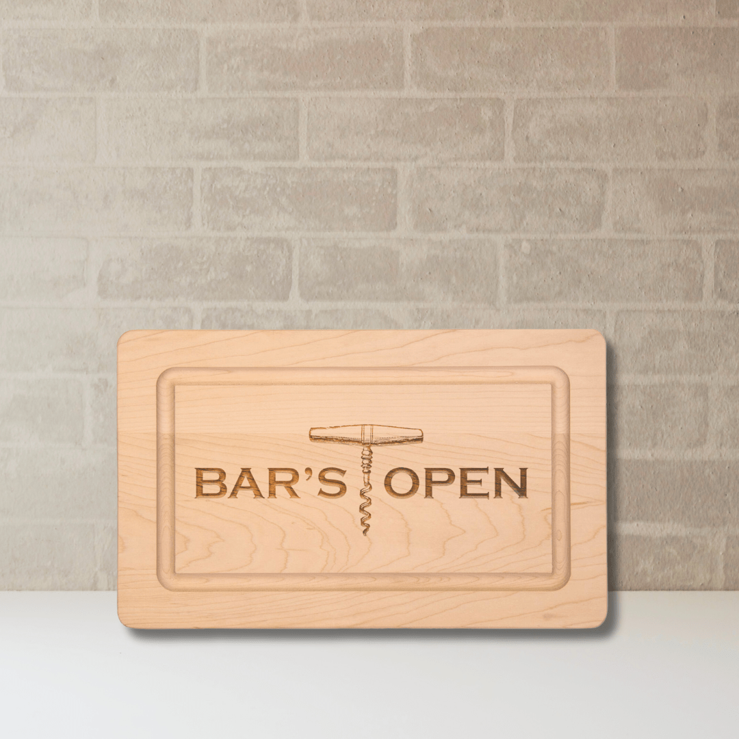 13 x 8” Maple Rectangle Board | Bar’s Open - So & Sew Boutique