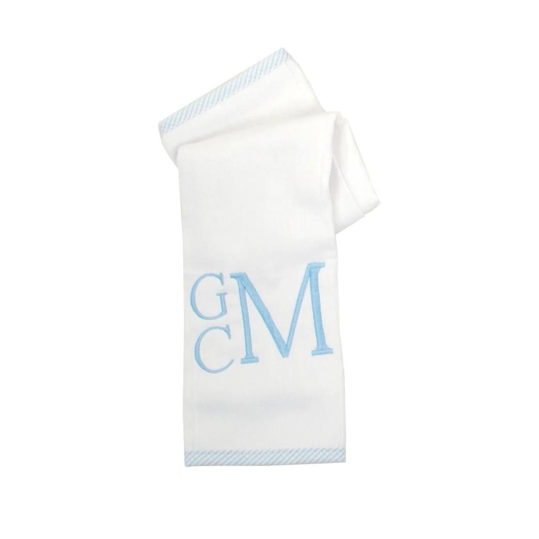 Trimmed Edge Burp Pad -| Blue Seersucker Stripe-Baby Essentials-3Marthas-So & Sew Boutique