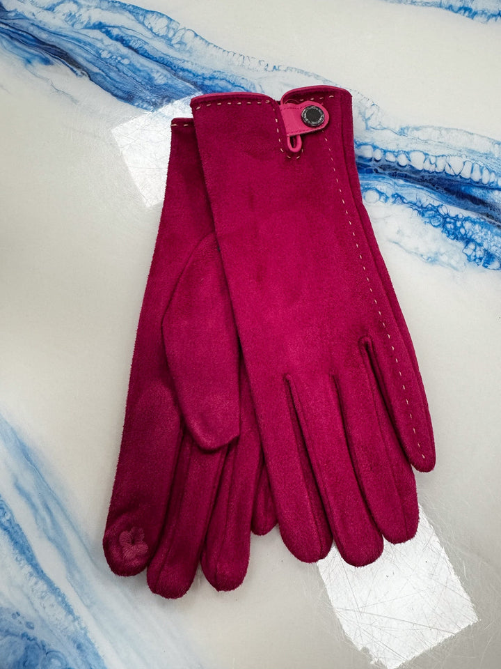 Button Tab Microsuede Texting Gloves - So & Sew Boutique