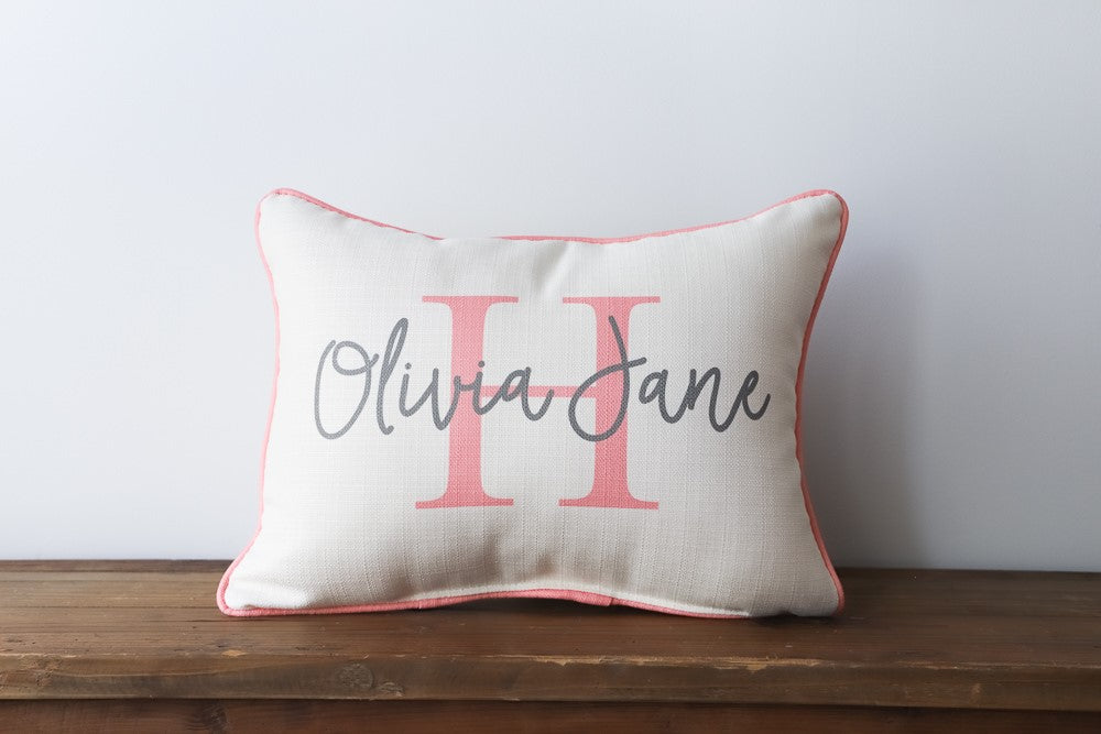 Classic Girl Name & Initial Personalized Pillow