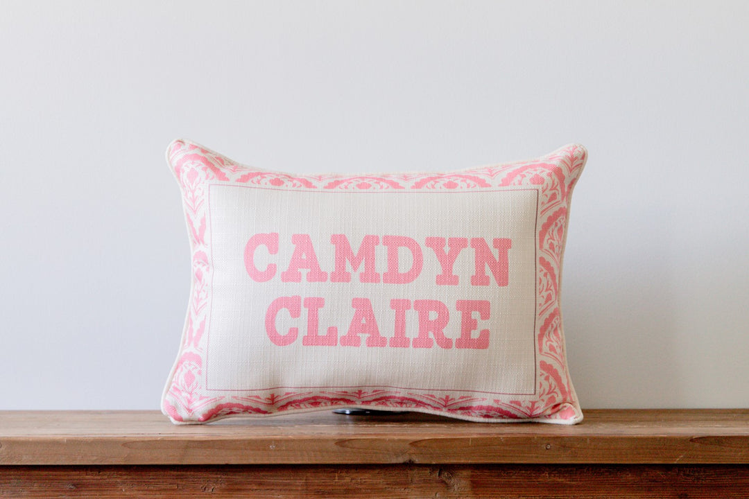 Pink Scallop Personalized Pillow