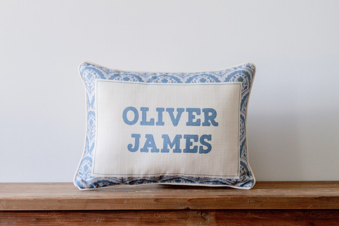Blue Scallop Personalized Pillow