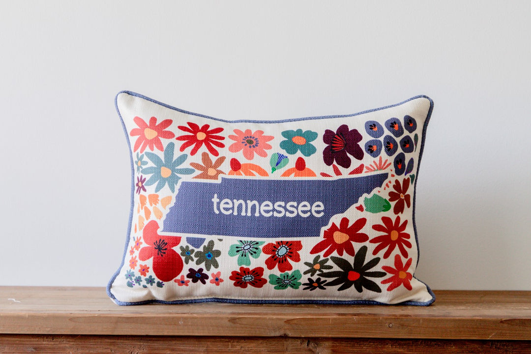 Fall Floral Cut Out State Personalized Pillow
