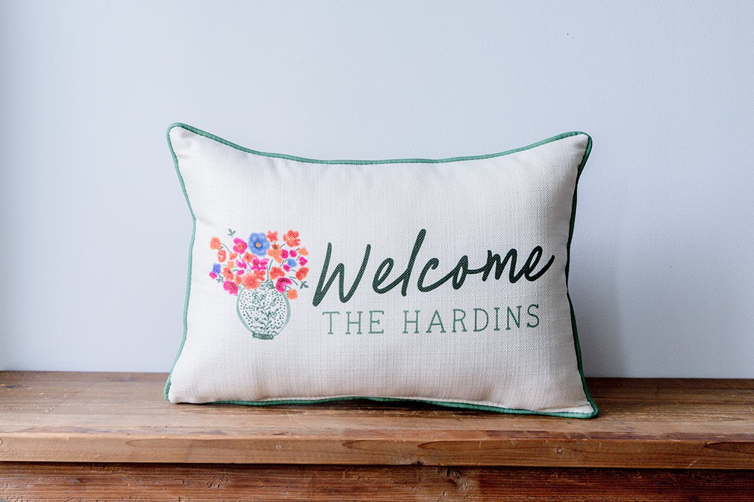 Chinoiserie Welcome Personalized Pillow