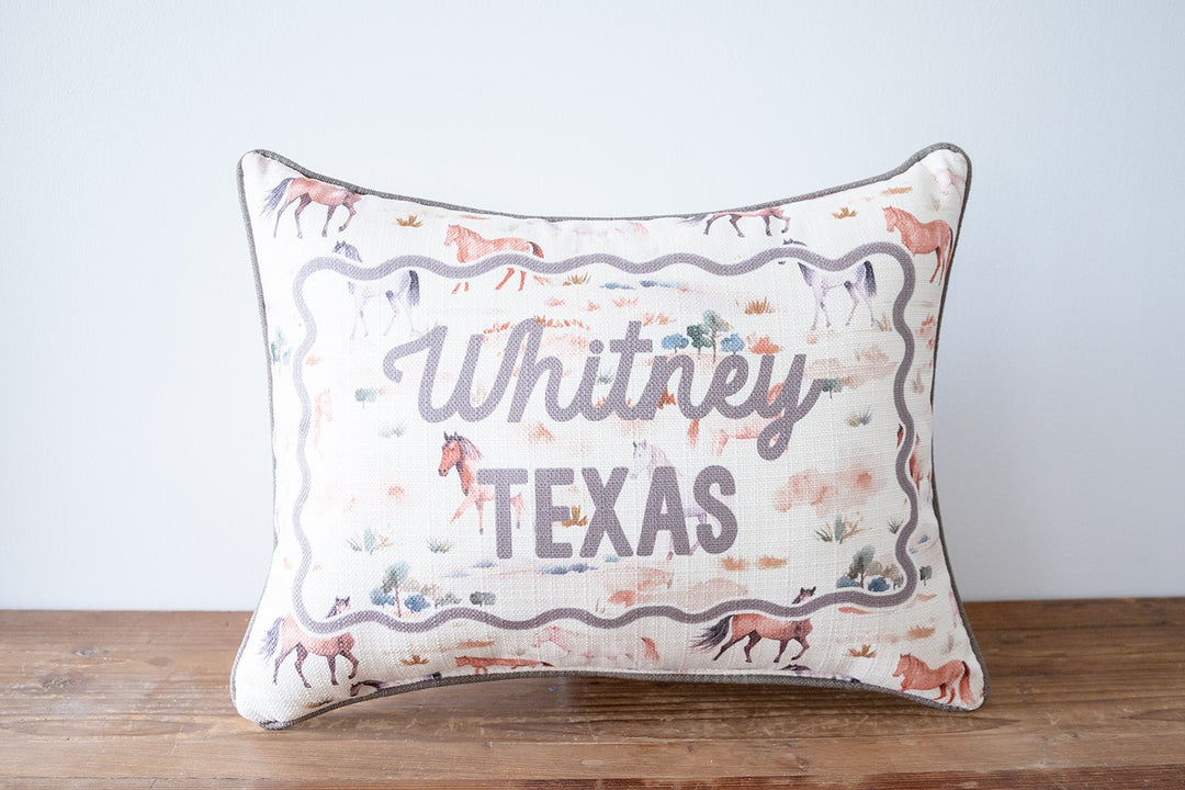 Horse Pattern Hometown Personalized Pillow