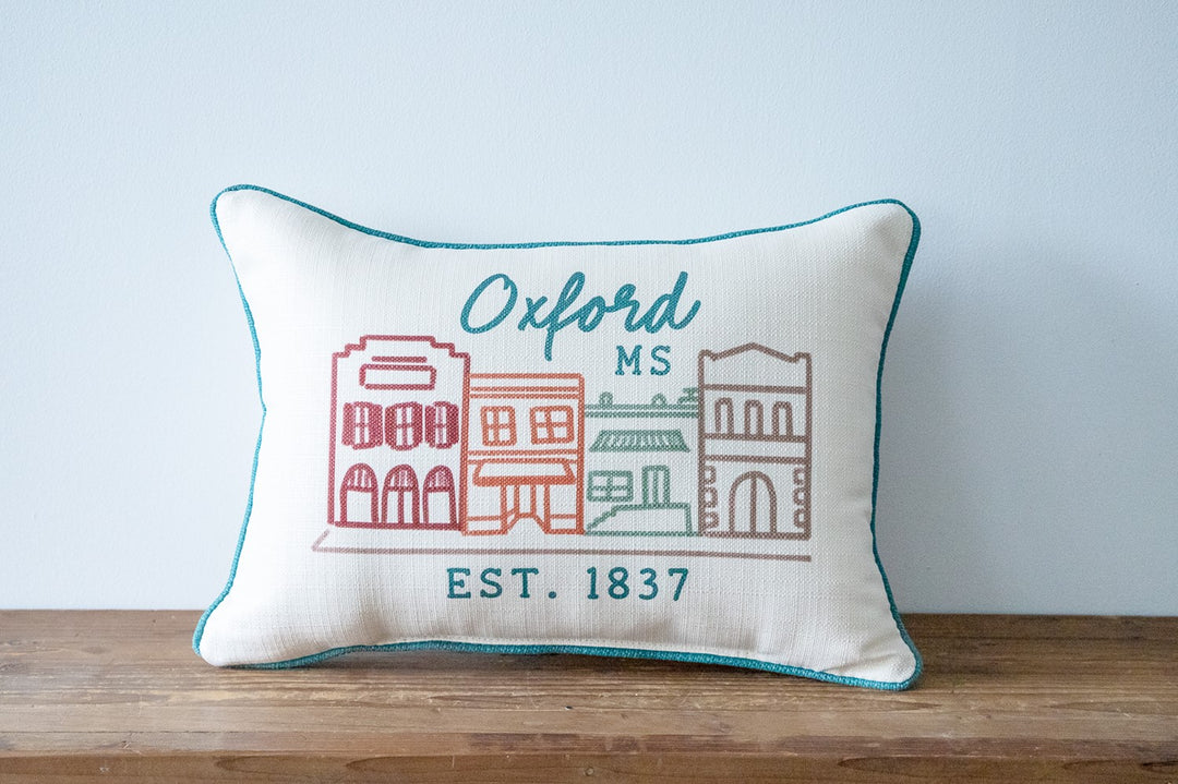 Main Street Hometown Fall Tones Personalized Pillow