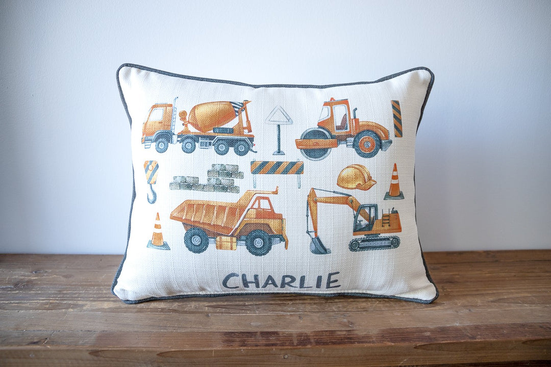 Construction Truck Personalized Pillow