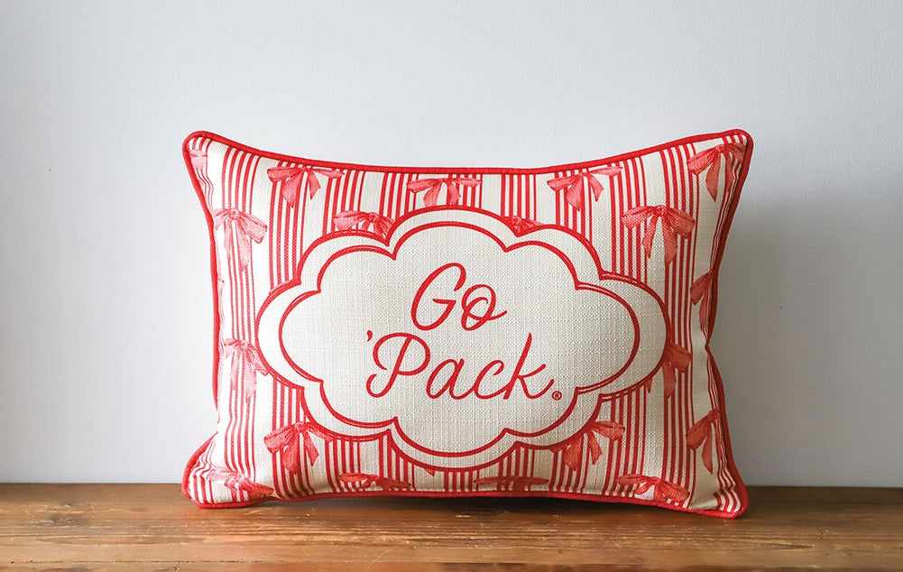 Go Pack Bow Pillow