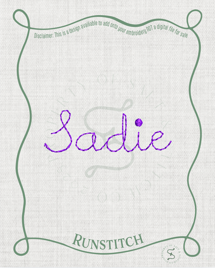 Runstitch Name Font