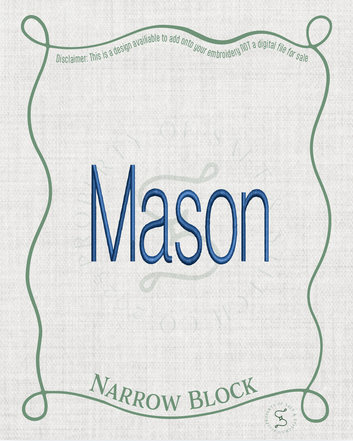 Narrow Block Name Font