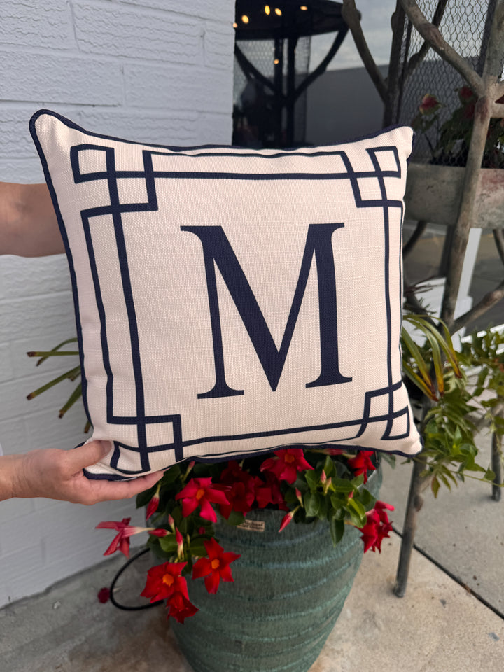 Greek Key Square Personalized Pillow