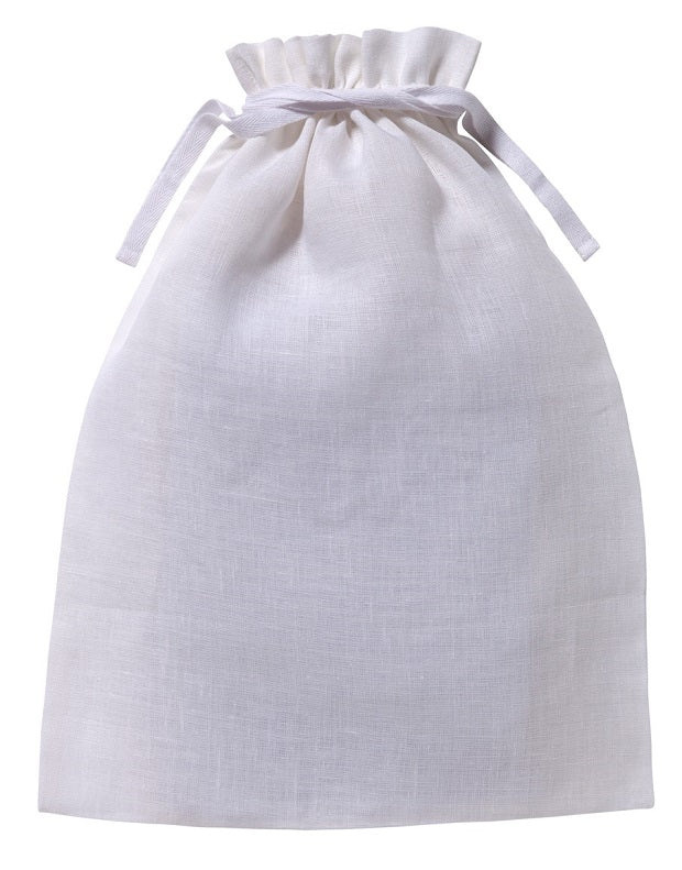 White Linen Drawstring Bag