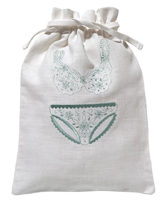 White Linen Drawstring Bag