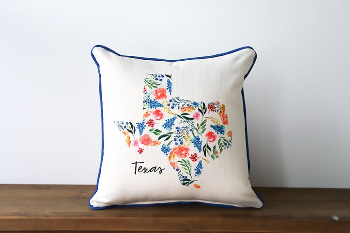 Claire Blue Bonnet Pattern State Personalized Pillow
