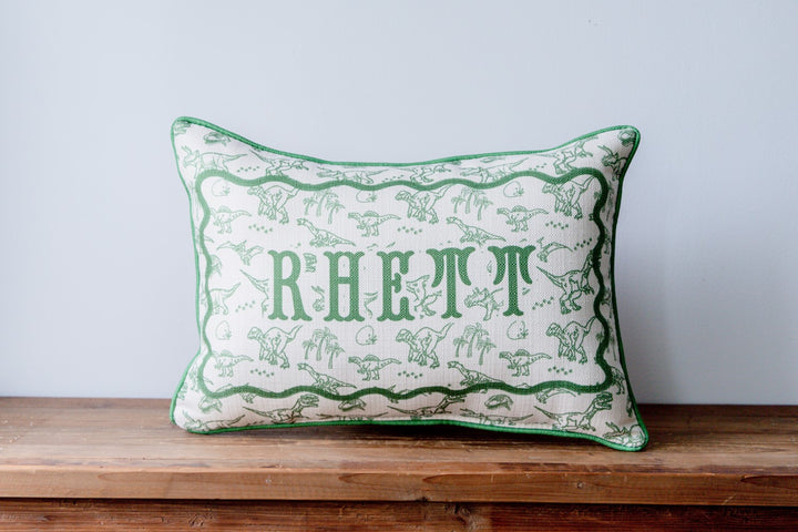 Dino Toile Personalized Pillow