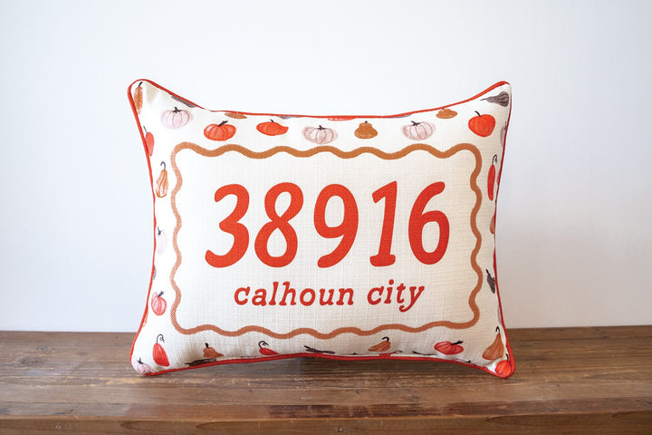 Soft Pumpkin Zip Code Personalized Pillow
