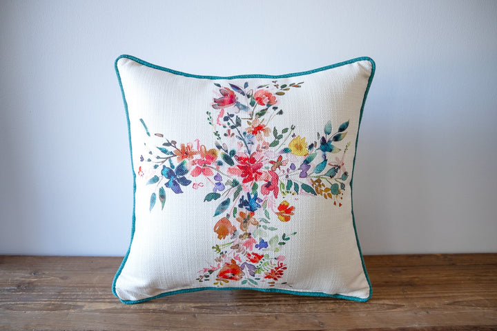 Floral Cross Indoor/Outdoor Pillow