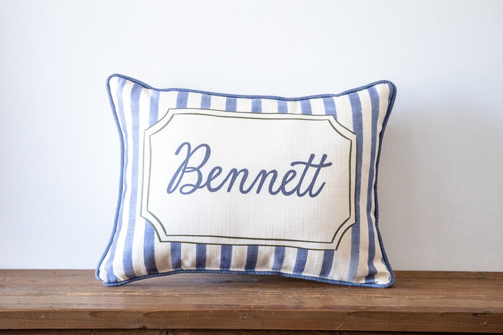 French Stripe Personalized Pillow