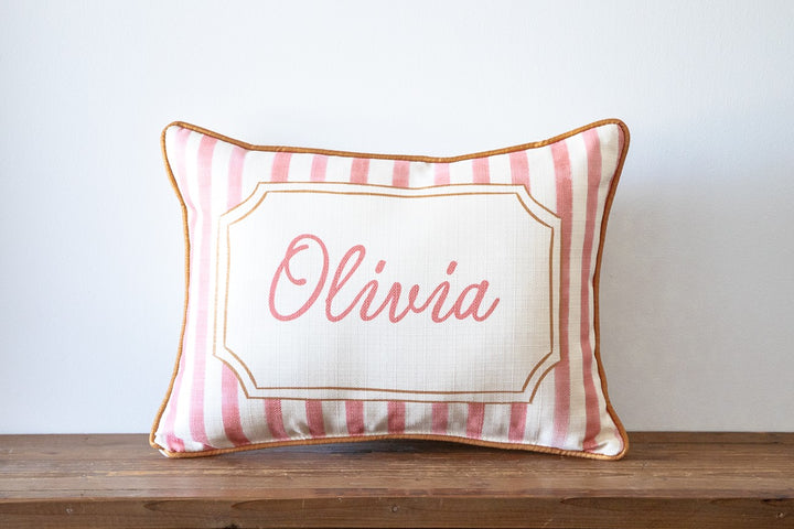 French Stripe Personalized Pillow